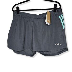 ⚡️Adidas Womens Size XL Grey Athletic Shorts Blue Stripe 4" Inseam